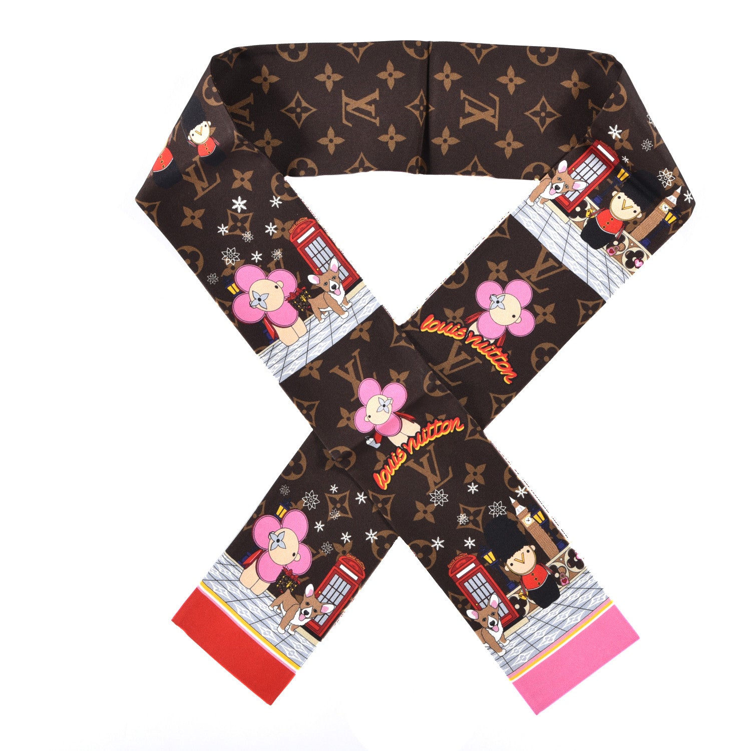 Louis Vuitton Silk Monogram 2021 London Christmas Animation Bandeau Marron 1 of 8