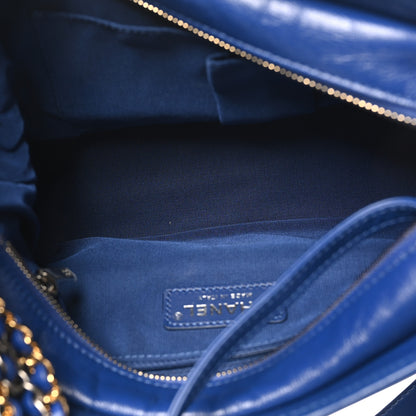 Chanel Aged Calfskin Quilted Medium Gabrielle Logo Hobo Blue 5 of 10