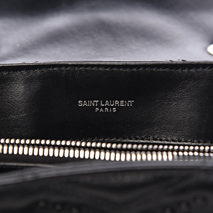 Saint Laurent Calfskin Y Quilted Studded Monogram Small Loulou Chain Satchel Black 6 of 10