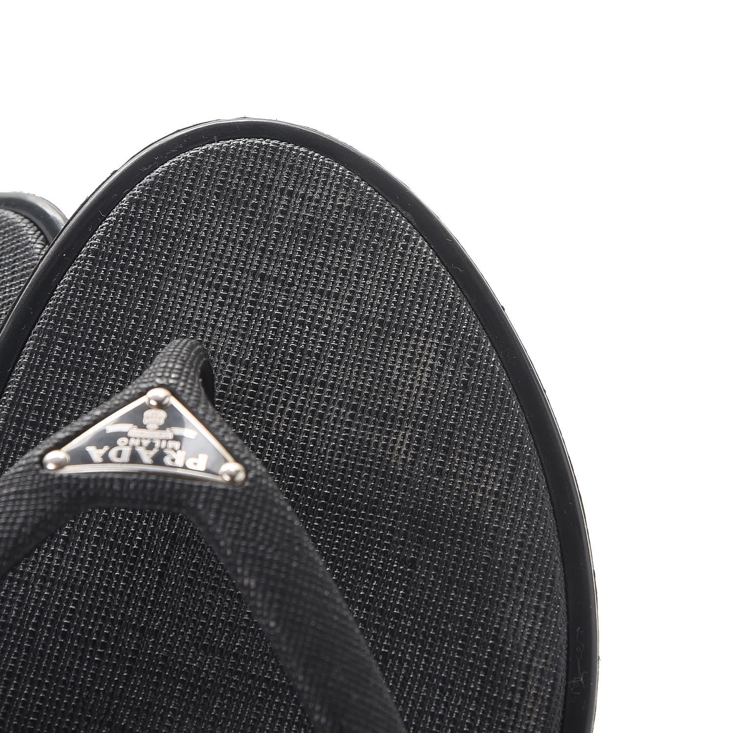 Prada Saffiano Sport Thong Sandals 37 Black 11 of 12