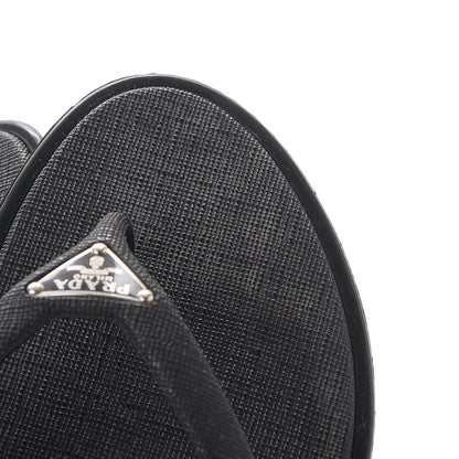 Prada Saffiano Sport Thong Sandals 37 Black 11 of 12