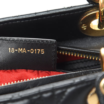 Christian Dior Lambskin Cannage Medium Lady Dior Black 7 of 16