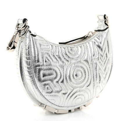 Fendi X MARC JACOBS Laminated Craquele Lambskin Nano Fendigraphy Hobo Charm Argento 3 of 11