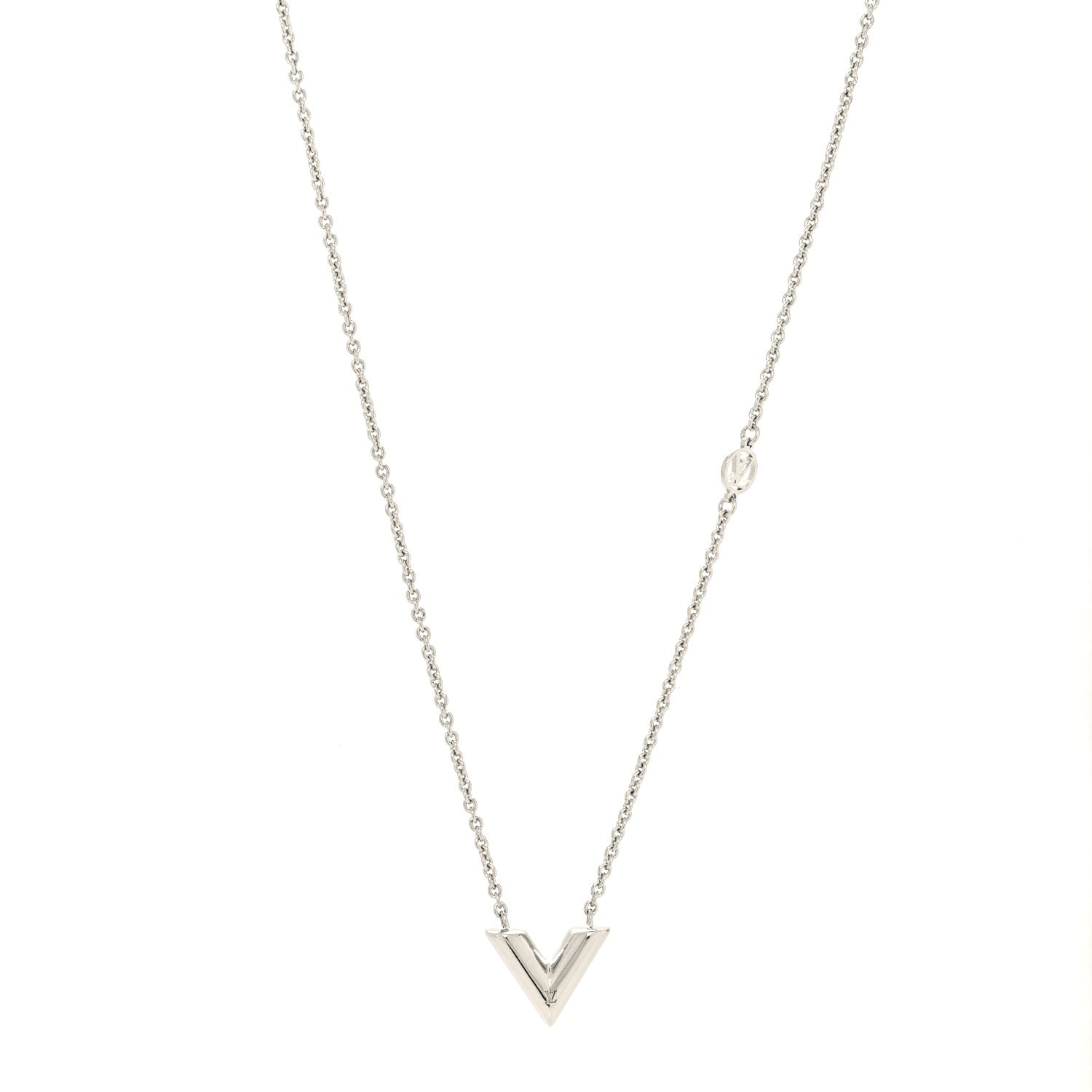 Louis Vuitton Metal Essential V Supple Necklace Silver 1 of 7