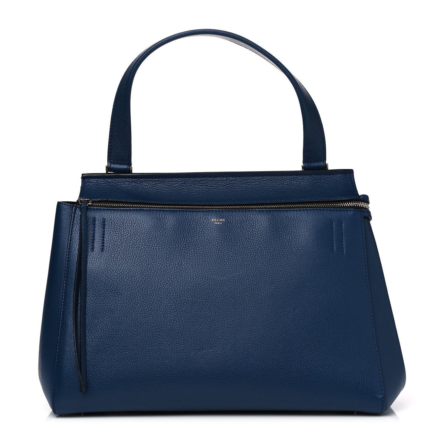 Drummed Calfskin Medium Edge Shoulder Bag Ocean Blue