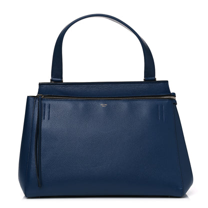 Celine Drummed Calfskin Medium Edge Shoulder Bag Ocean Blue 1 of 18