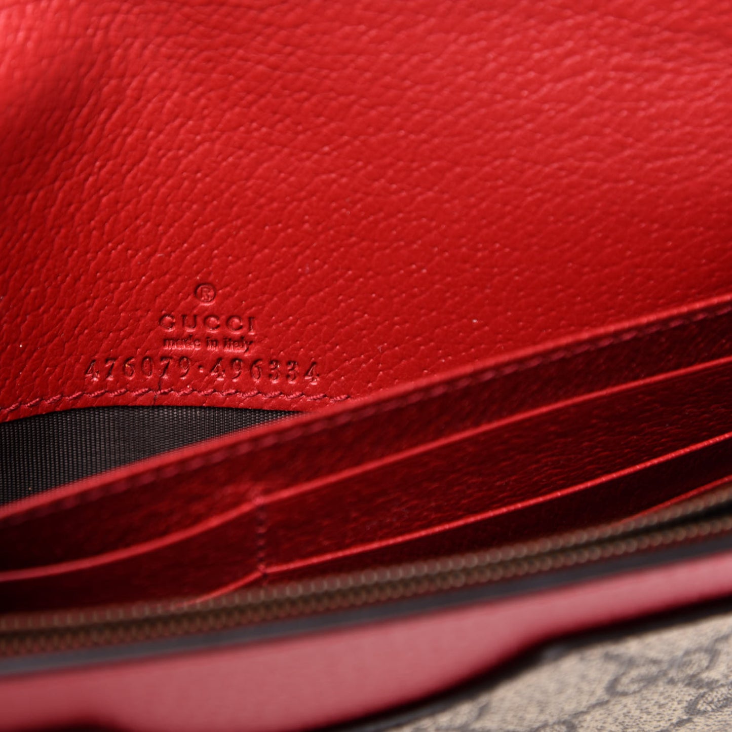 GG Supreme Monogram Web Queen Margaret Chain Wallet Red