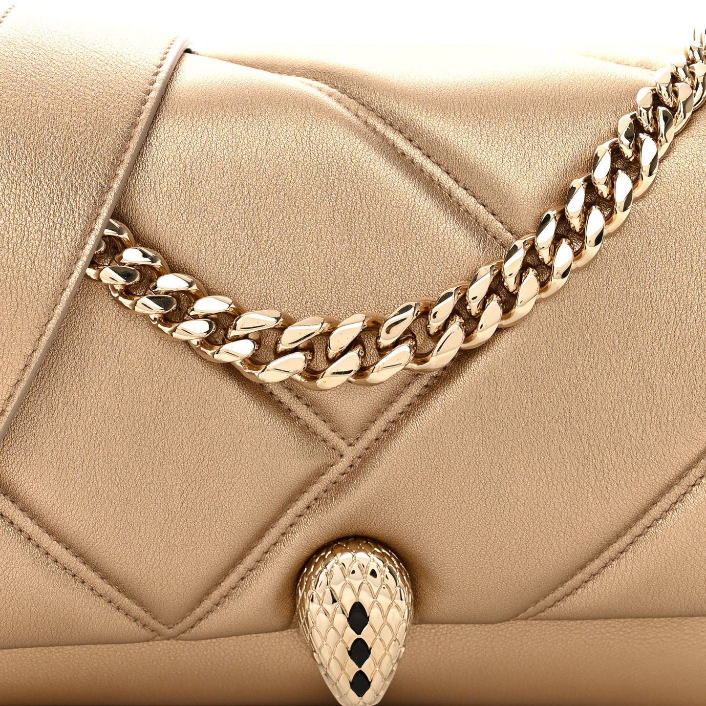 Metallic Calfskin Matelasse Mini Serpenti Cabochon Crossbody Bag Gold