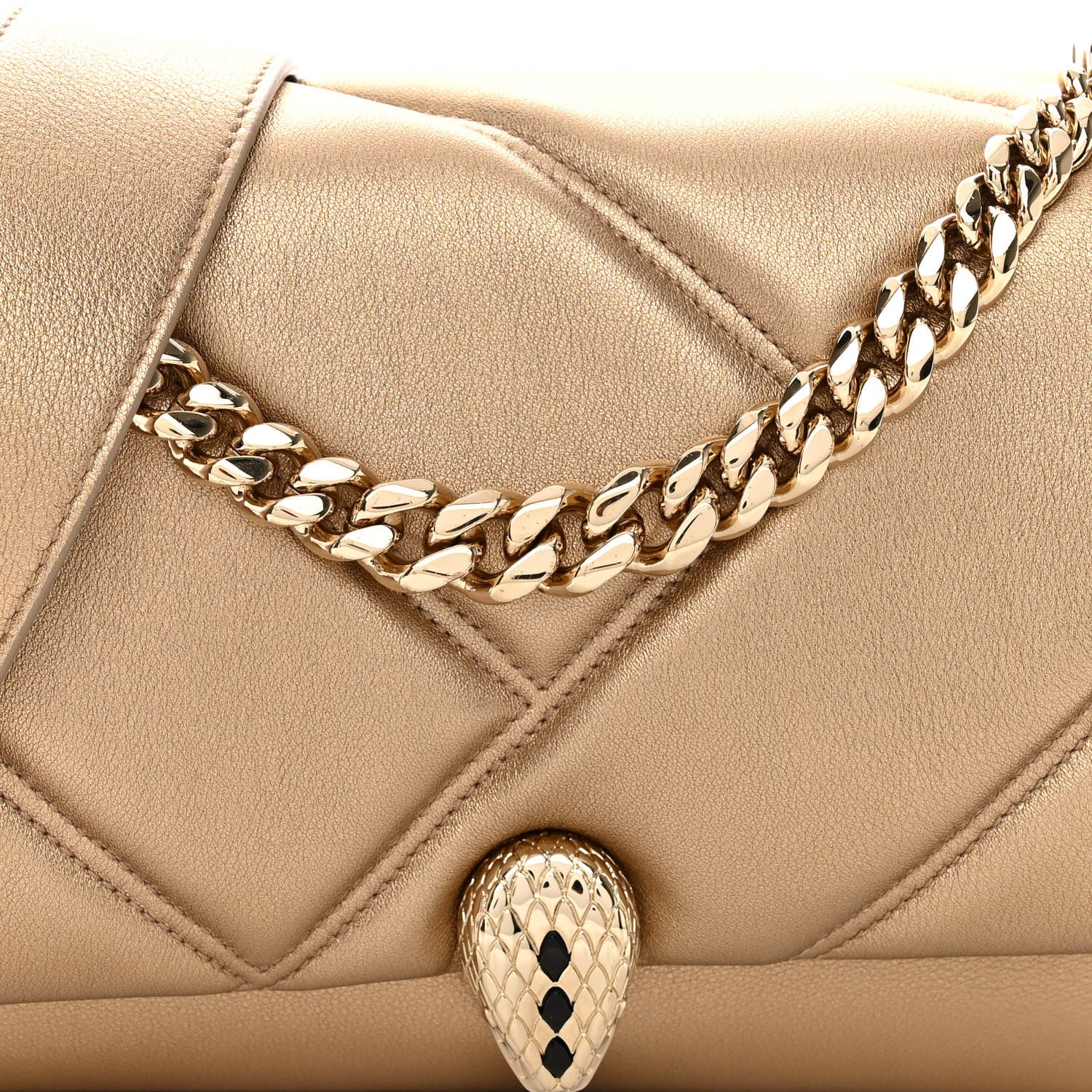 Bulgari Metallic Calfskin Matelasse Mini Serpenti Cabochon Crossbody Bag Gold 8 of 11