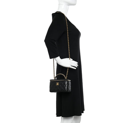 Chanel Lambskin Quilted Pick Me Up Vanity Case Black 2 of 13