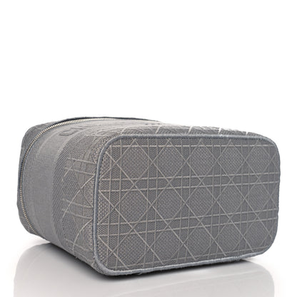 Christian Dior Canvas Embroidered Cannage Diortravel Vanity Case Grey 4 of 9
