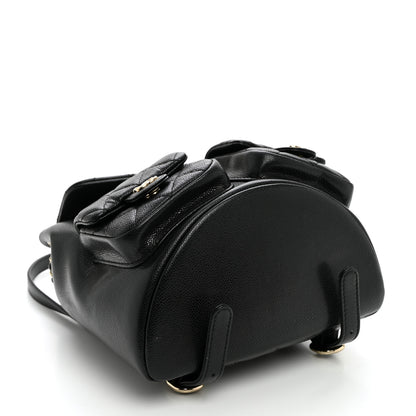 Chanel Shiny Caviar Quilted Small Duma Pockets Drawstring Backpack Black 3 of 9