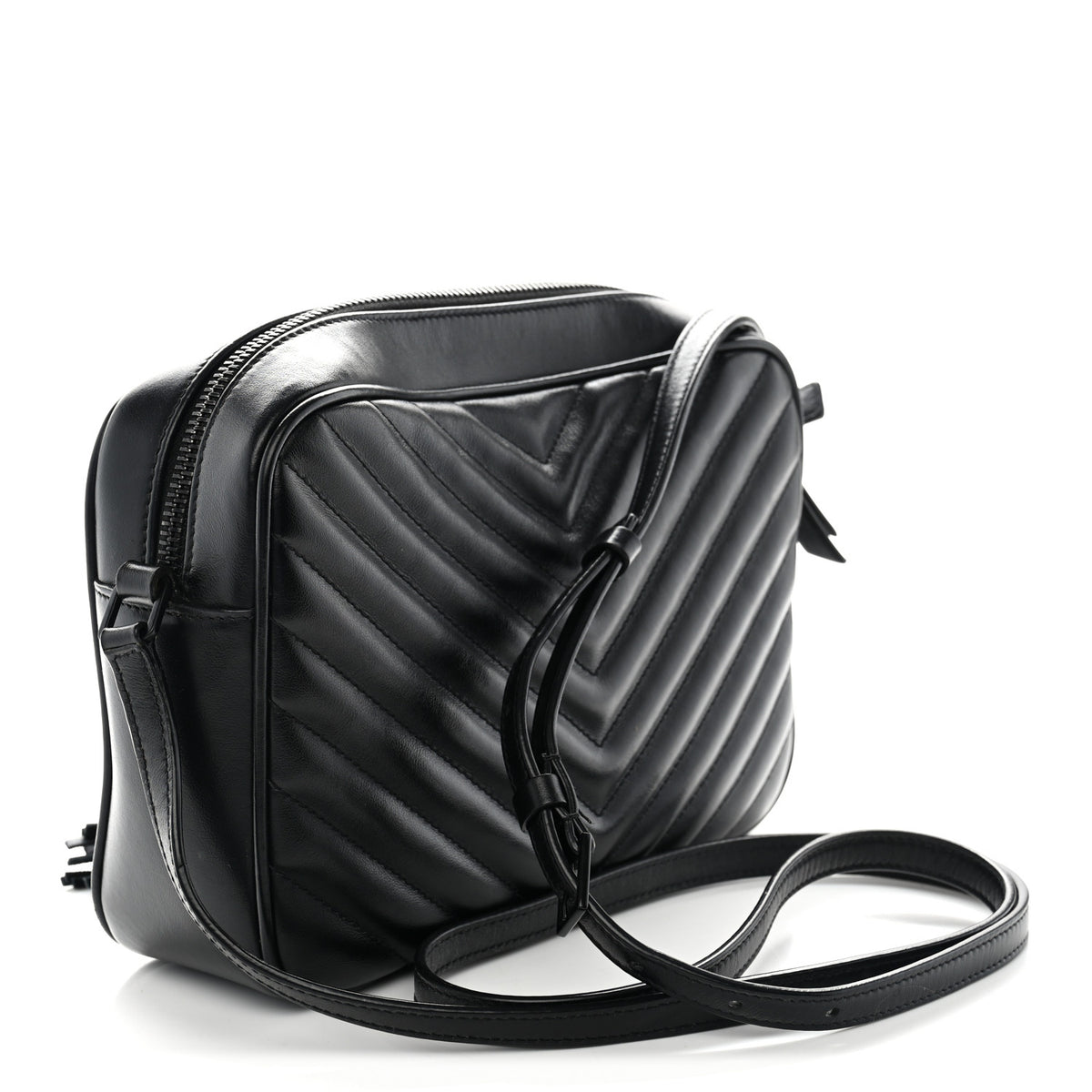Saint Laurent Calfskin Matelasse Monogram Monochrome Lou Camera Bag Black 3 of 12