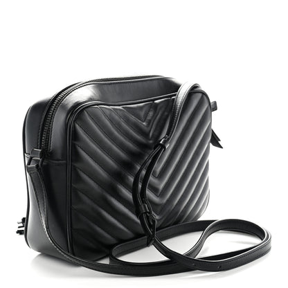 Saint Laurent Calfskin Matelasse Monogram Monochrome Lou Camera Bag Black 3 of 12