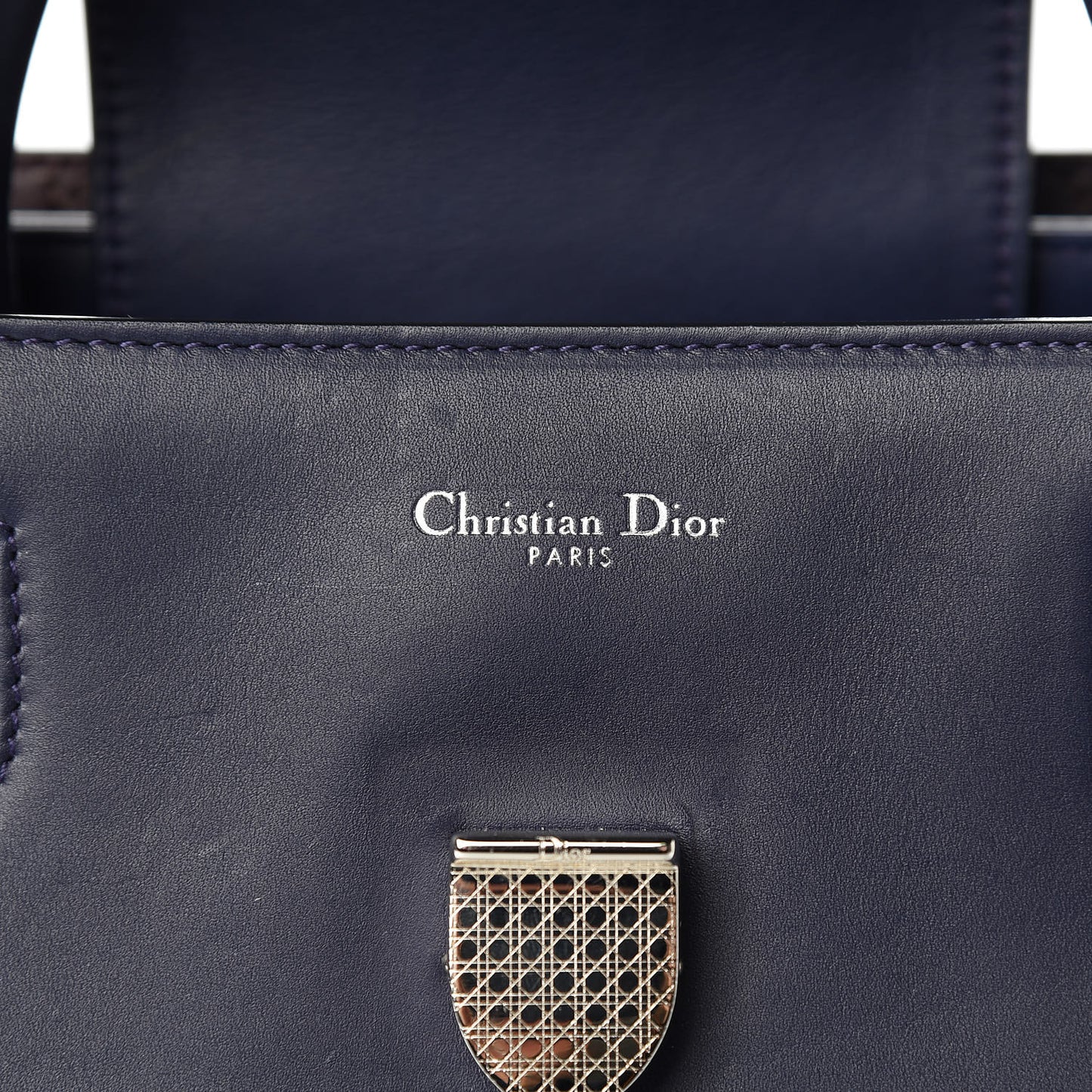 Calfskin Large Diorever Flap Navy
