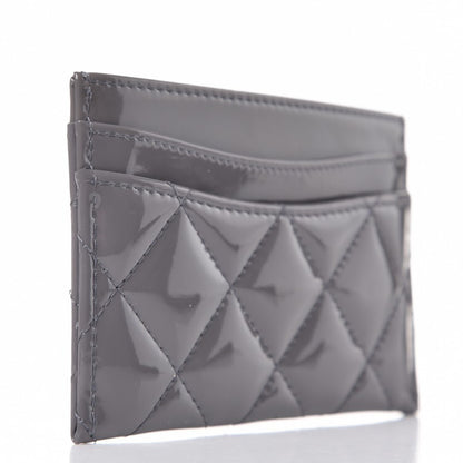 Chanel Patent Calfskin Quilted Card Holder Grey 3 of 8