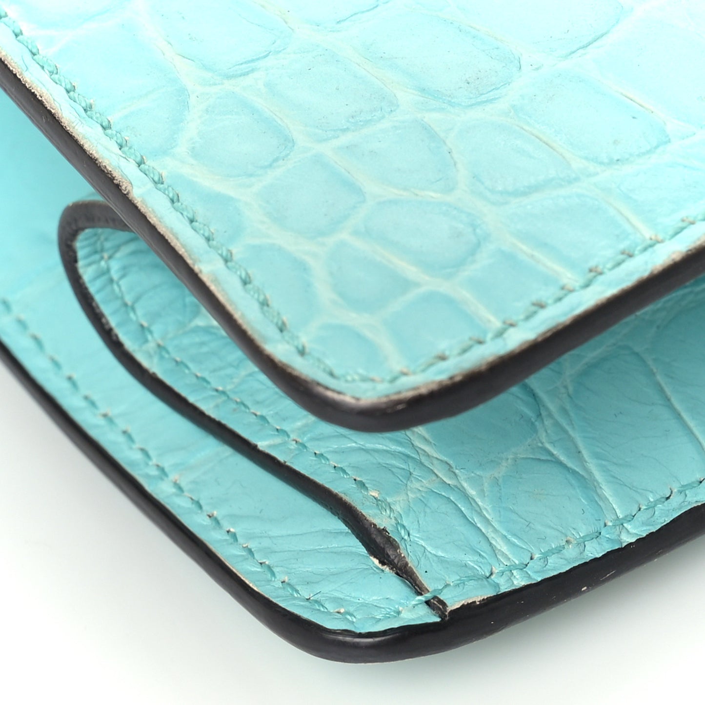 Alligator Medium Sylvie Top Handle Bag Blue