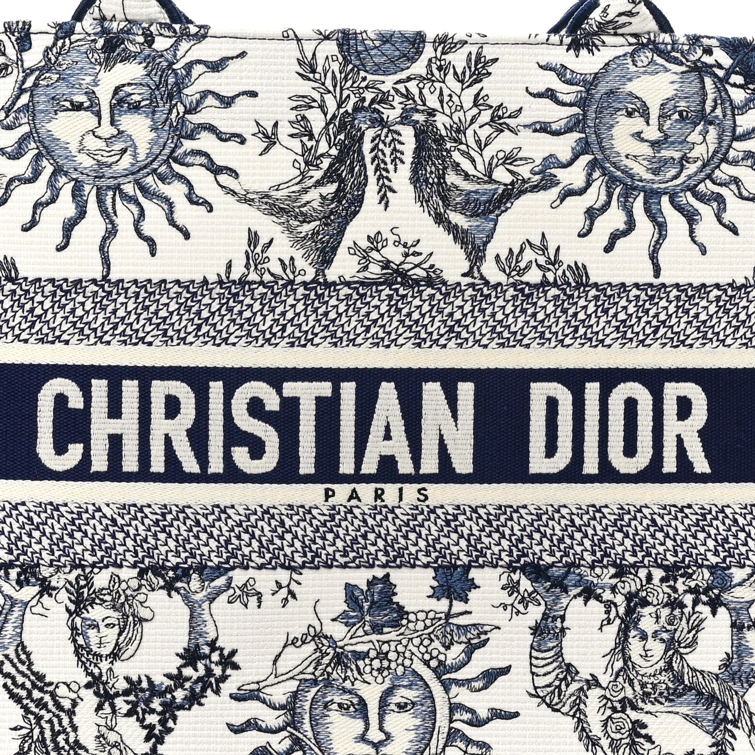 Christian Dior Canvas Embroidered Medium Toile de Jouy Soleil Book Tote Blue Multicolor 8 of 10