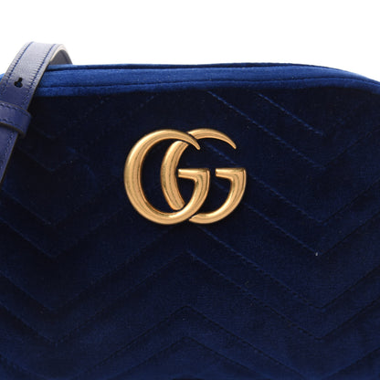 Gucci Velvet Matelasse Small GG Marmont Chain Shoulder Bag Cobalt 10 of 10