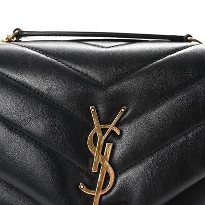 Saint Laurent Calfskin Y Quilted Monogram Small Loulou Chain Satchel Black 7 of 9
