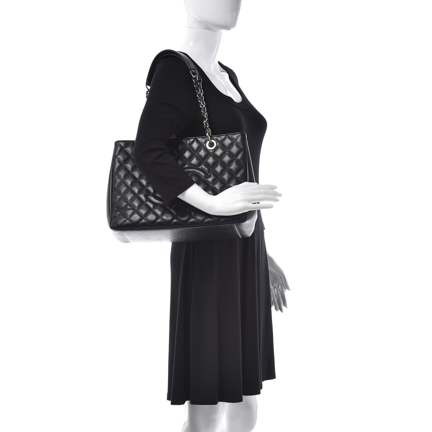 Caviar Quilted Grand Shopping Tote GST Black