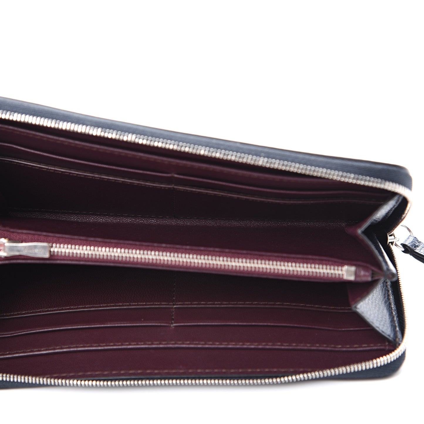 Cross Grain Zip Around Wallet Navy