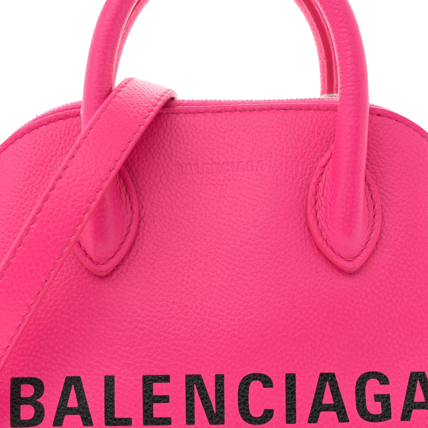 Balenciaga Signature Grained Calfskin Logo XXS Ville Top Handle Bag Fuchsia 8 of 10