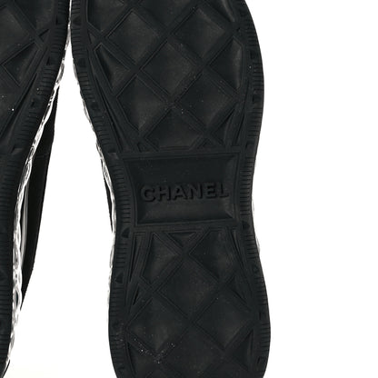 Chanel Suede Calfskin Velvet Grosgrain CC Sneakers 39.5 Black 6 of 8