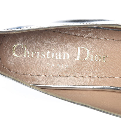 Christian Dior Mirror Finish Calfskin Baby-D Ballet Pumps 35.5 Silver 6 of 8