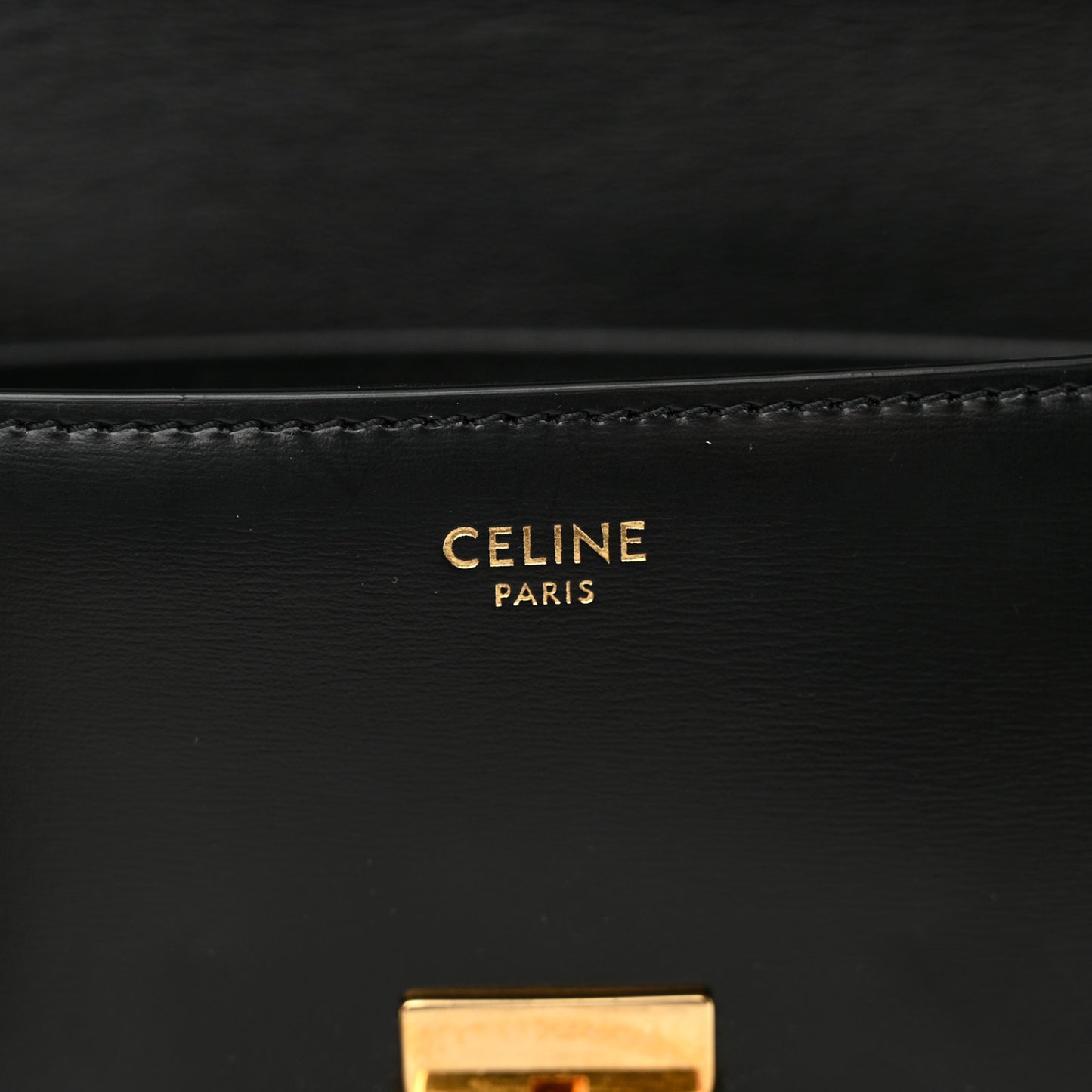 Shiny Calfskin Triomphe Shoulder Bag Black