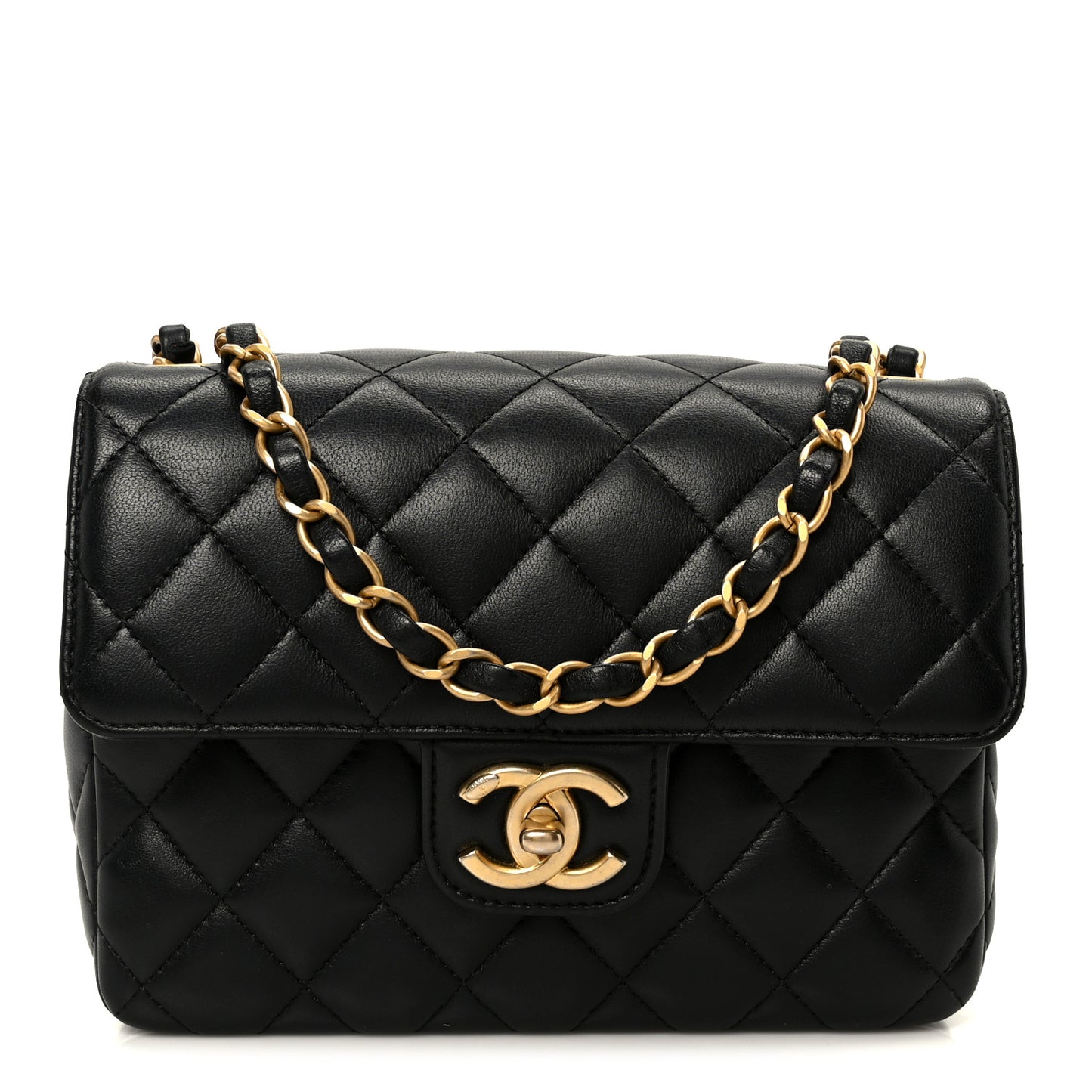 Lambskin Quilted Casino Chips Small Flap Black