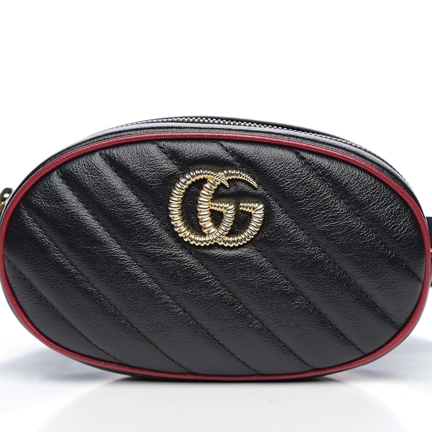 Gucci Calfskin Matelasse GG Marmont Belt Bag 75 30 Black 7 of 9