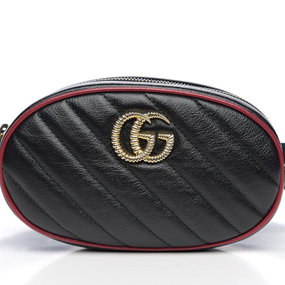 Gucci Calfskin Matelasse GG Marmont Belt Bag 75 30 Black 7 of 9
