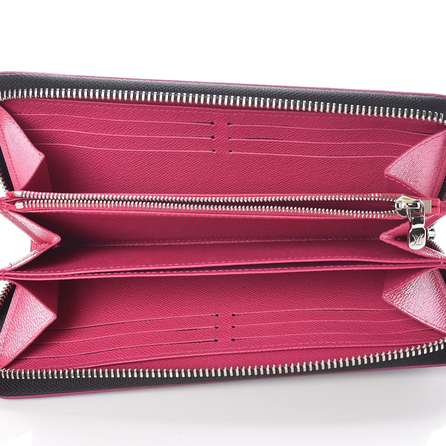Epi Zippy Wallet Black Hot Pink