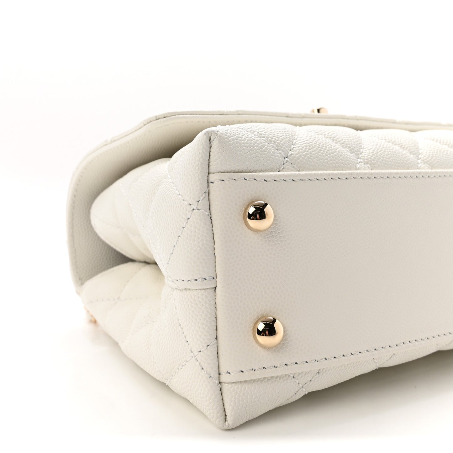 Caviar Quilted Mini Coco Handle Flap White