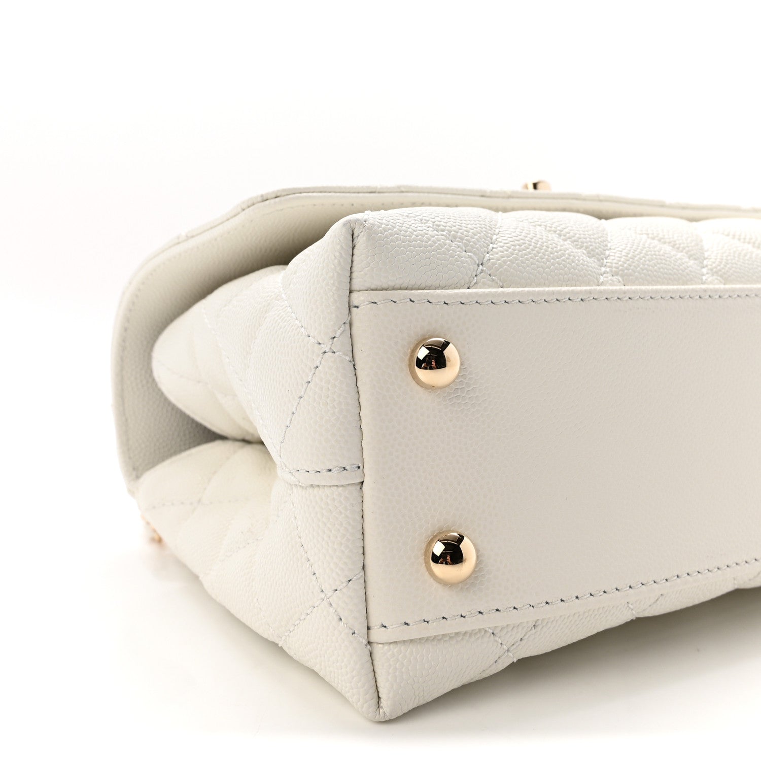 Chanel Caviar Quilted Mini Coco Handle Flap White 9 of 10