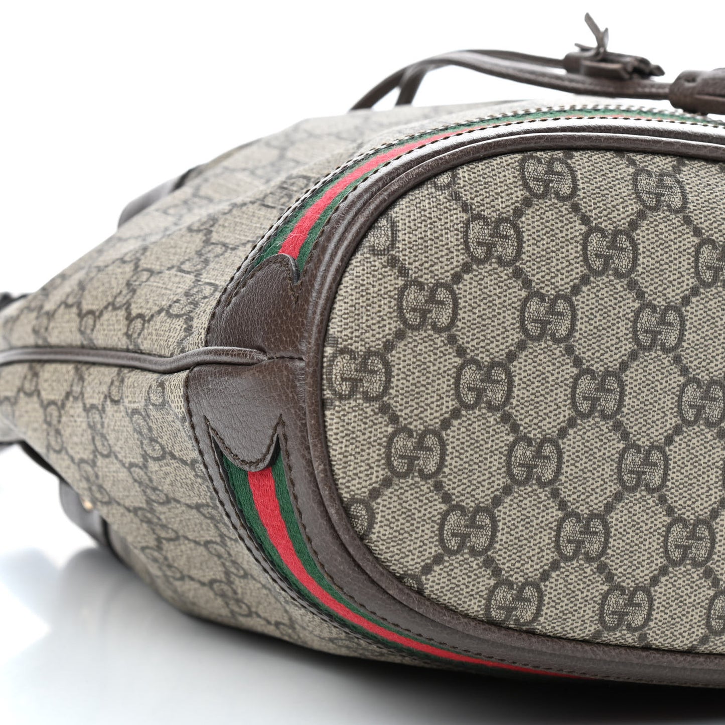 GG Supreme Monogram Web Ophidia Bucket Bag Brown