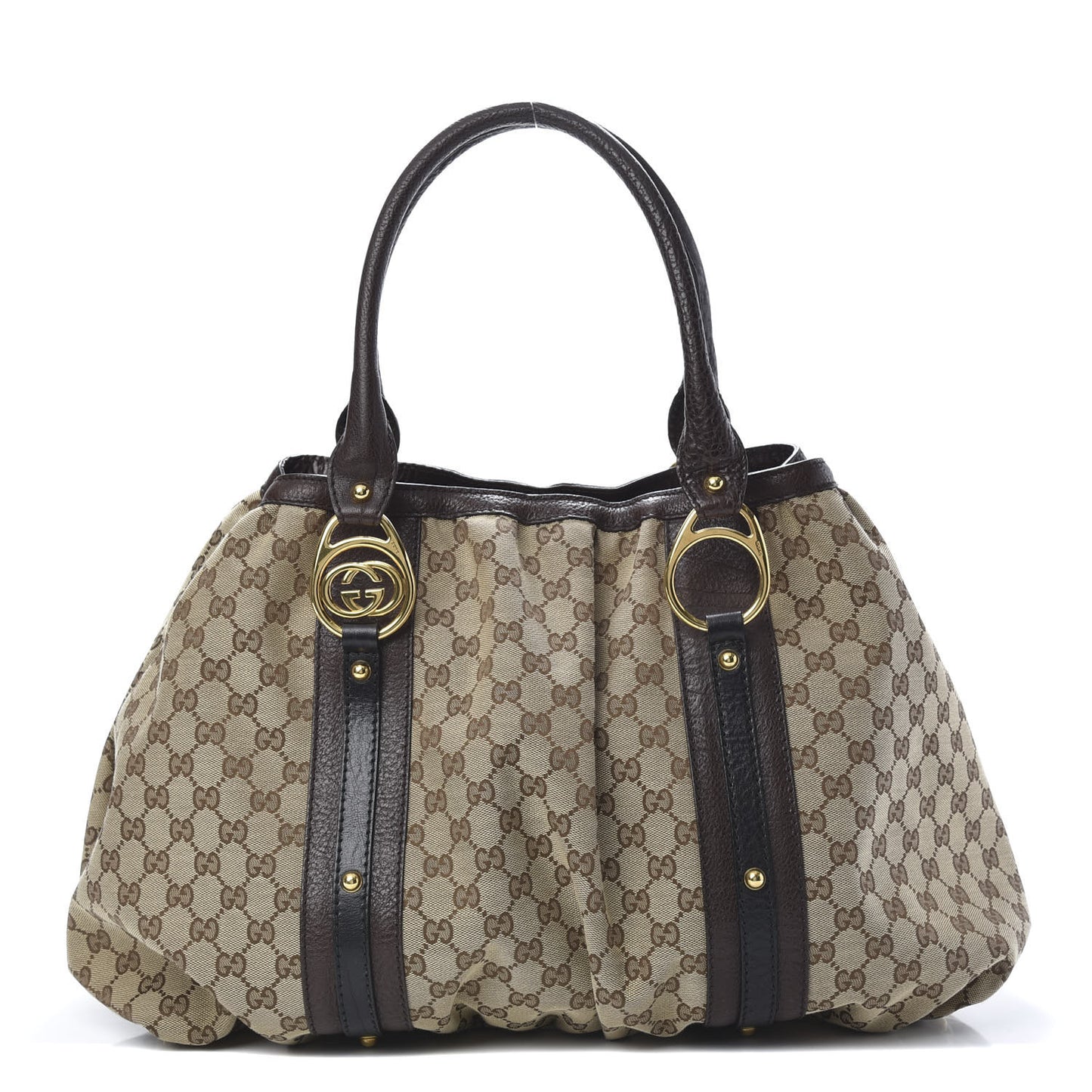 Monogram Medium Interlocking Icon Tote Dark Brown