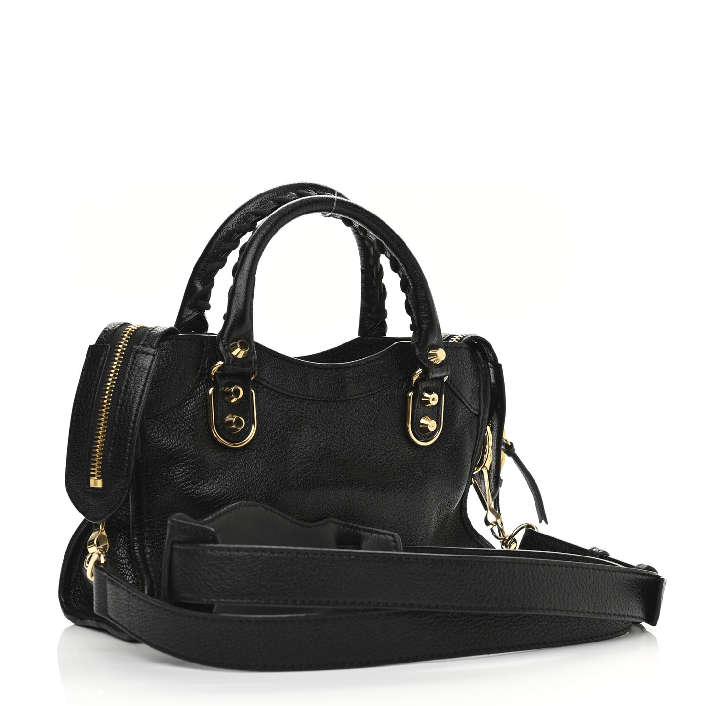Chevre Gold Metallic Edge Hardware Mini City Black