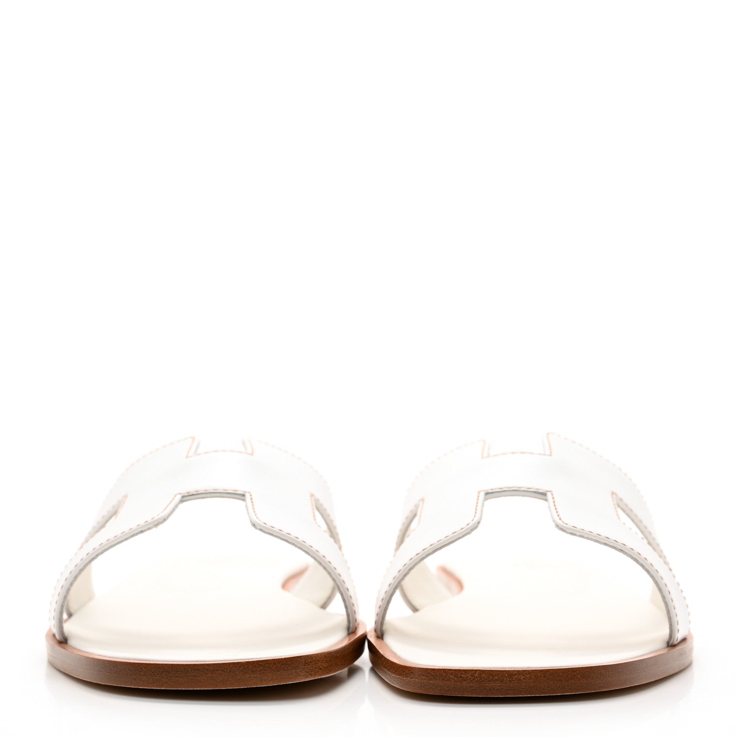 Hermes Box Calfskin Oran Sandals 38.5 White 2 of 10