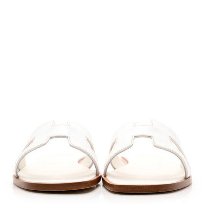 Hermes Box Calfskin Oran Sandals 38.5 White 2 of 10
