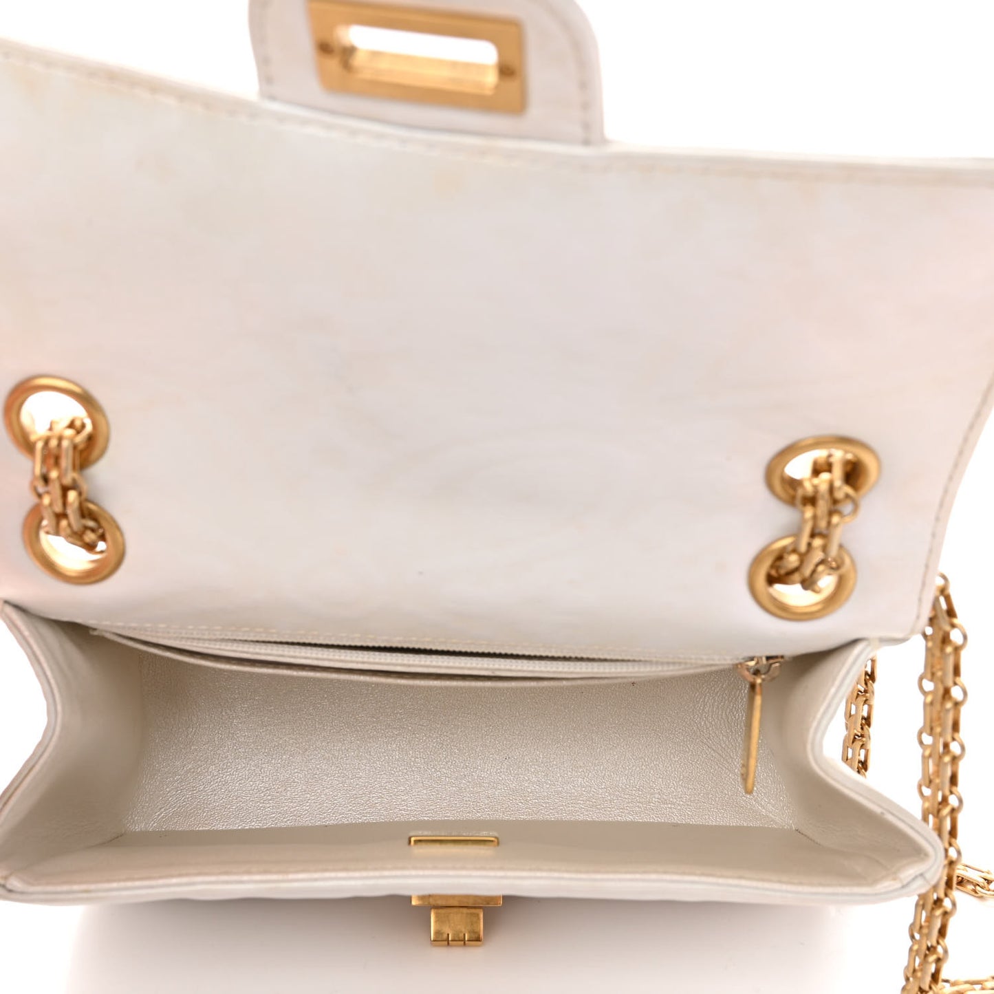 Iridescent Calfskin Embossed 2.55 Reissue Mini Flap White