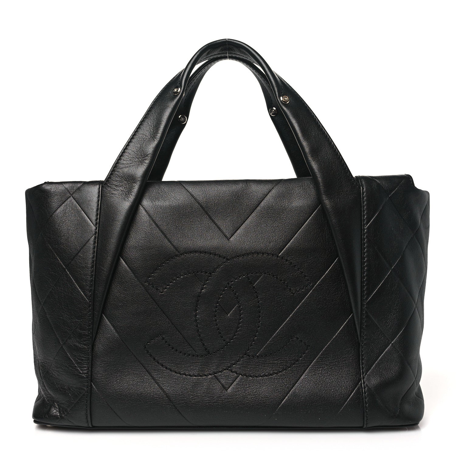 Chanel Calfskin Chevron CC All Day Tote Black 1 of 10