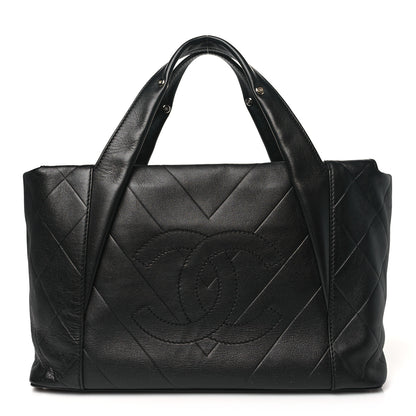 Chanel Calfskin Chevron CC All Day Tote Black 1 of 10
