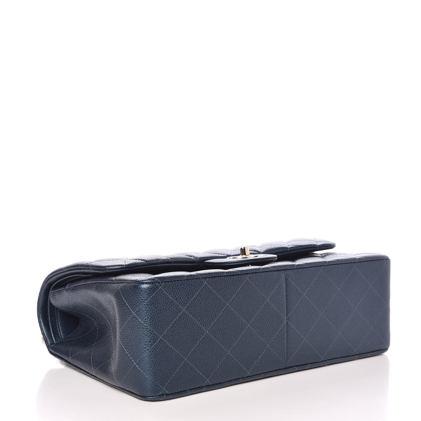 Metallic Caviar Quilted Jumbo Double Flap Dark Blue