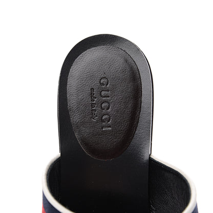 Gucci Calfskin Horsebit Web Thong Sandals 37.5 White Black 6 of 8