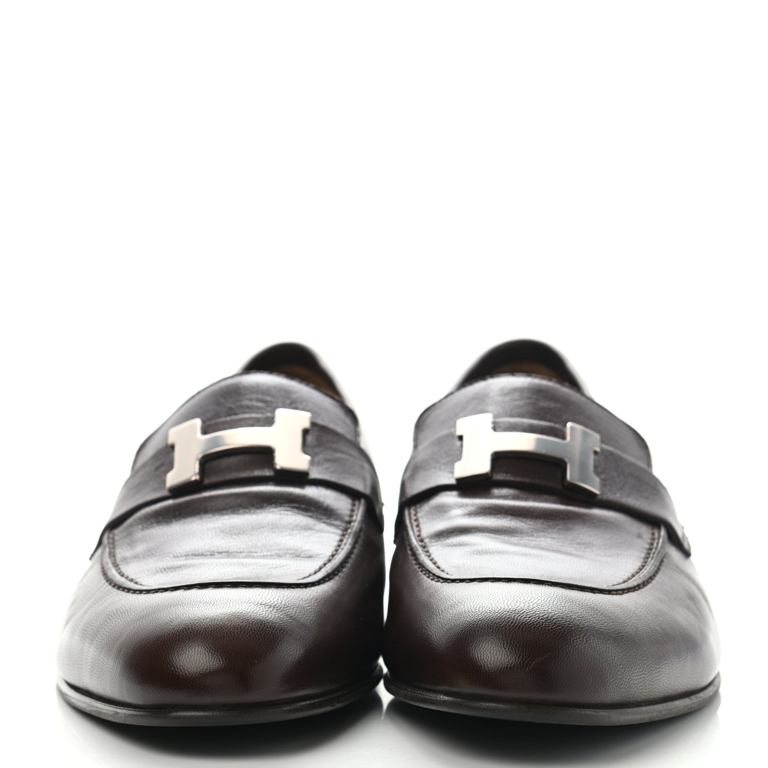 Hermes Goatskin Mens Paris Loafers 43 Cacao 2 of 11