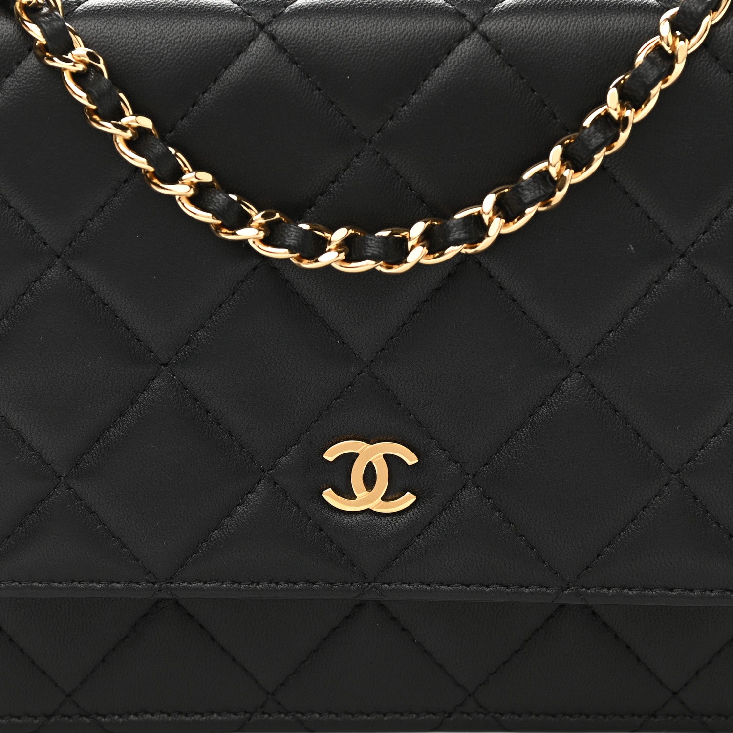 Chanel Lambskin Quilted Wallet On Chain WOC Black 9 of 13