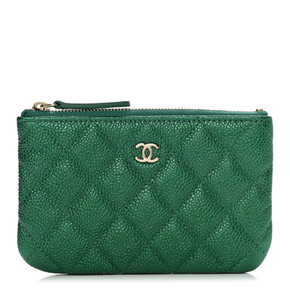 Chanel Metallic Caviar Quilted Small Cosmetic Case Green 1 of 7