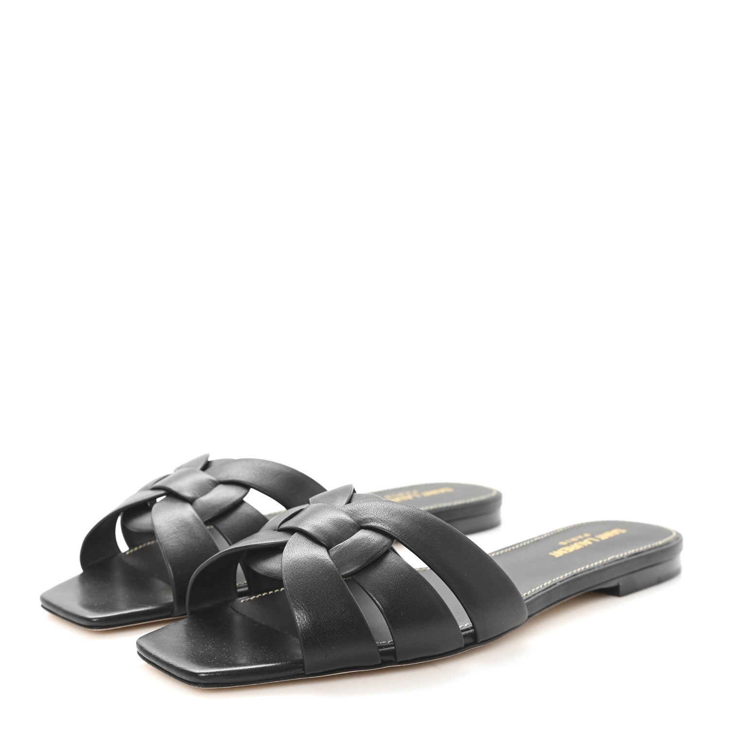Saint Laurent Calfskin Tribute 05 Slide Sandals 39.5 Black 4 of 9